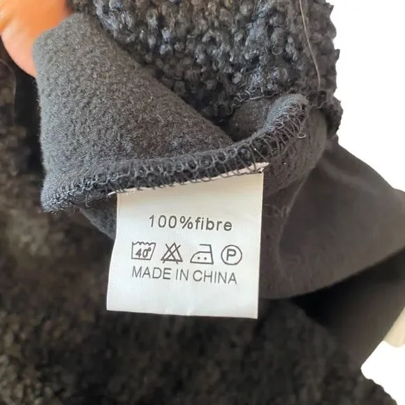 Zaful Womens Small Black Sherpa Fleece Long Sleeve Cropped Quarter-Zip Pullover - Picture 3 of 4